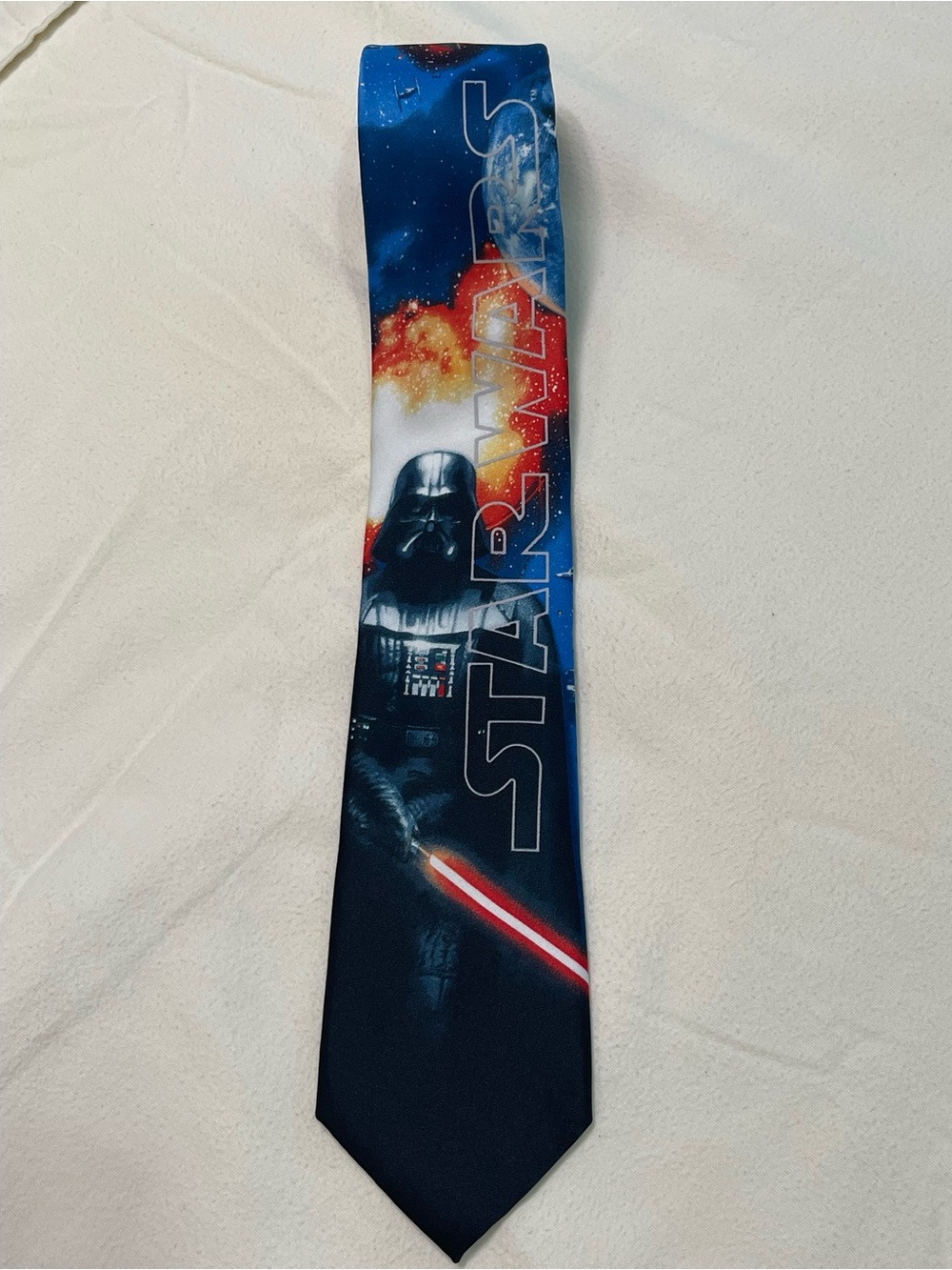 Star Wars Tie with Darth Vader Graphic in Blue and Red